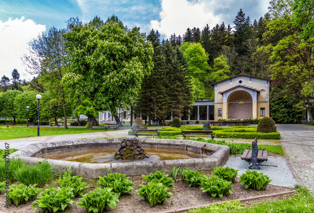 duszniki-zdroj-park-zdrojowy-fontanna-i-muszla-koncertowa Duszniki Zdrój - Muszla koncertowa i fontanna w Parku Zdrojowym